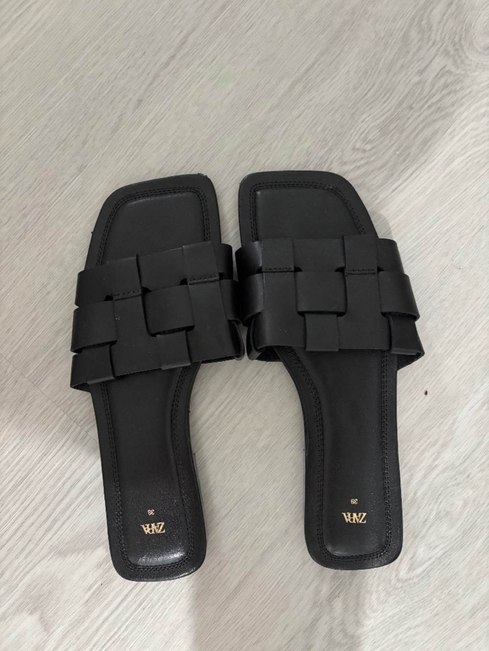 Zara Woven Black Sandals